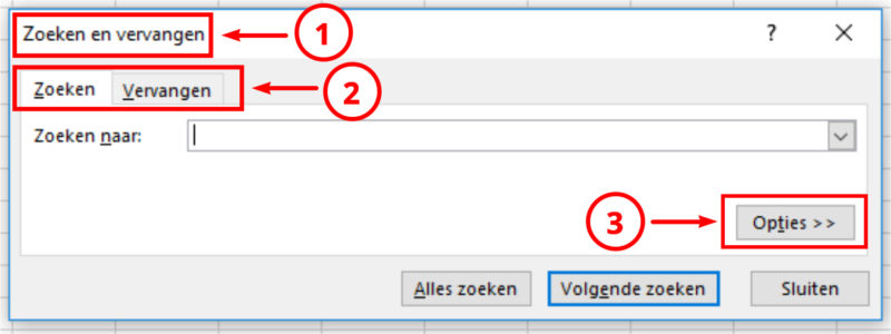 Ctrl+F popup venster 01 standaard