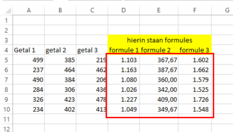 Sneltoets Ctrl+t voorbeeld werking 01