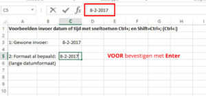 sneltoets Ctrl+puntkomma voorbeeld lange datumnotatie 1