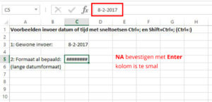 sneltoets Ctrl+; voorbeeld lange datumnotatie 2