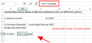 sneltoets ctrl+puntkomma voorbeeld 3-1