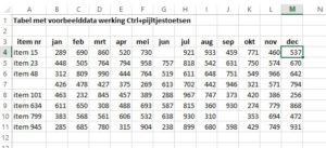 Werking Ctrl+pijltje rechts derde stap