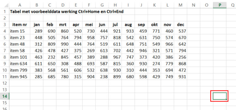 Sneltoets Ctrl+Home en Ctrl+End schermvoorbeeld 03