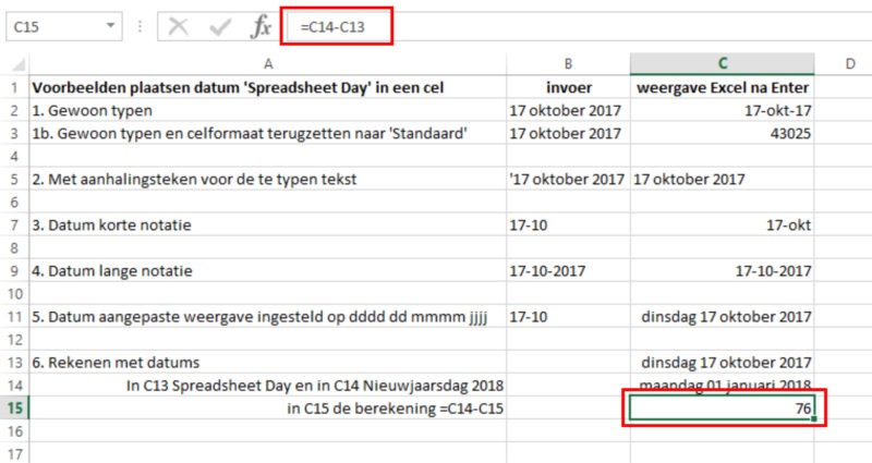 Hoe doe je dat in Excel Datum 05